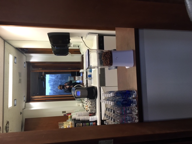 Custom designed break area for corporate office interior design project