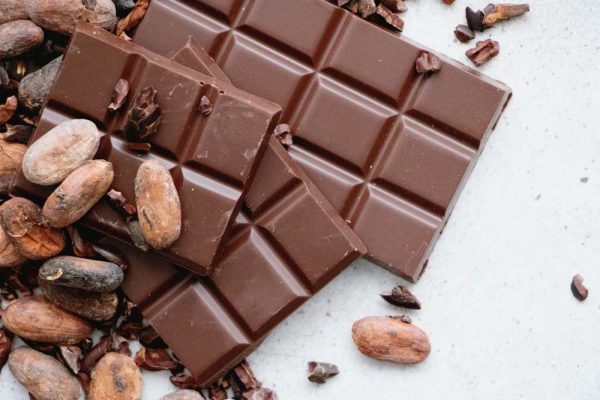 Chocolate flavor and candy bar with nuts